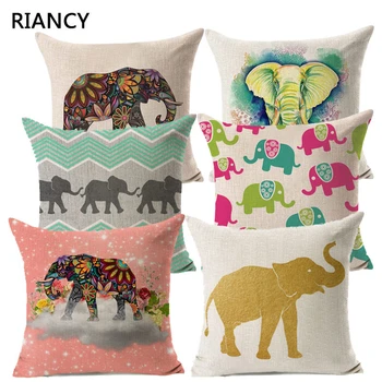 

Elephant Owl Pattern Cotton Linen Throw Pillow Cushion Cover Cartoon Car Home Sofa Bed Decorative Pillowcase Funda Cojin 40238