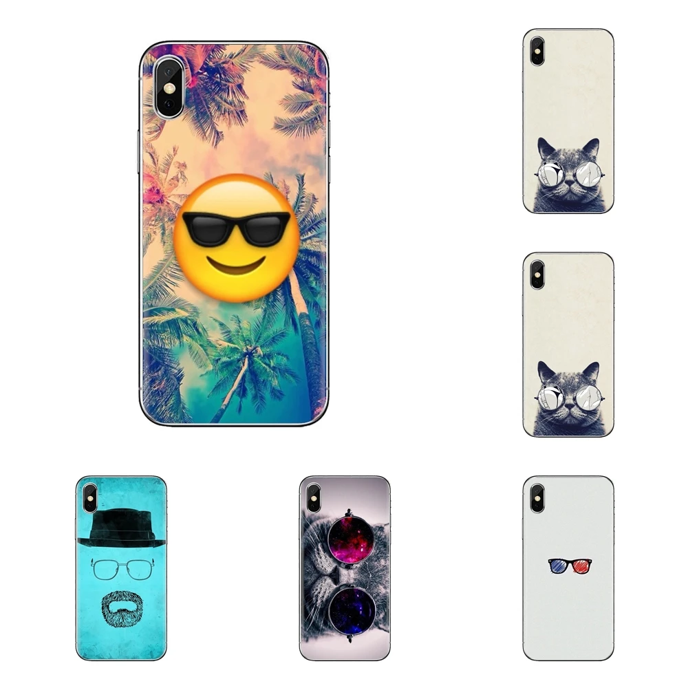 Cell Phone Case Cover Flat Hipster Glasses For iPhone XS Max XR X 4 4S 5 5S 5C SE 6 6S 7 8 Plus Samsung Galaxy J1 J3 J5 J7 A3 A5 |