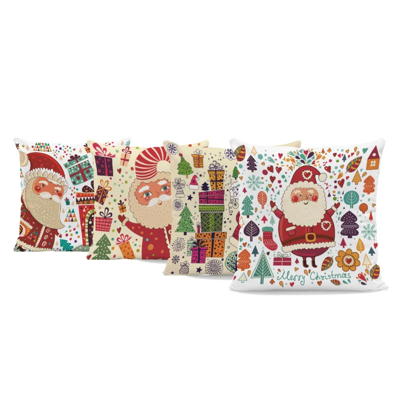 

Anime Cute Christmas Cushion Suite House Santa Claus Sofa Decoration Pillowcase Christmas Tree Gift Box Red Peeling Toss Pillow