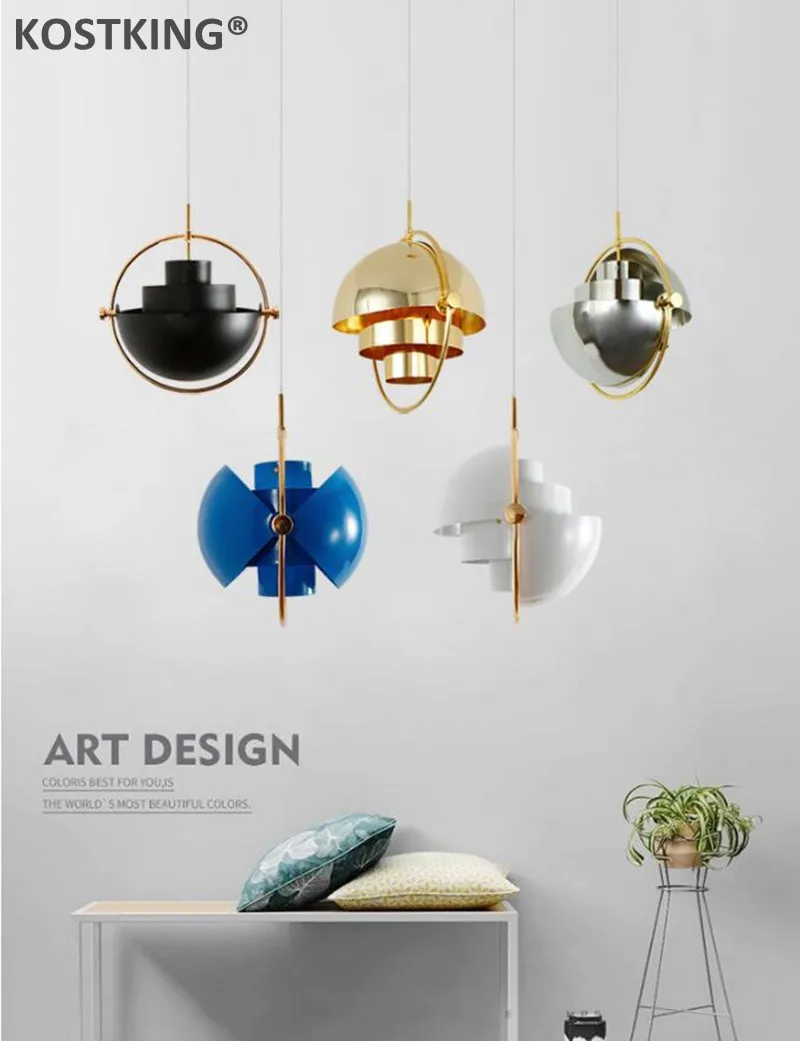 KOSTKING Designer post-modern bar pendant light restaurant study bedroom bedside creative personality semicircular Pendant Lamp