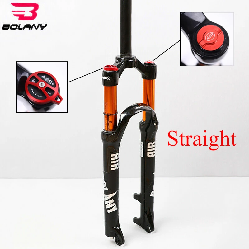 

BOLANY MTB Bikes Fork 26/27.5/29" Mountain Bicycle Suspension Disc Brake 100mm Travel QR Bike Air Forks Straight Steerer Fork