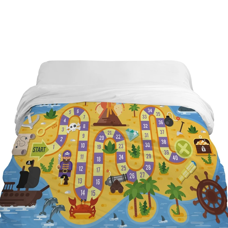 Cartoon map 02 3D Cartoon Duvet Cover,comforter/Blanket Cover for kids/baby/children,Quilt cover,Bedding Underwater world fish - Цвет: Cartoon map 02