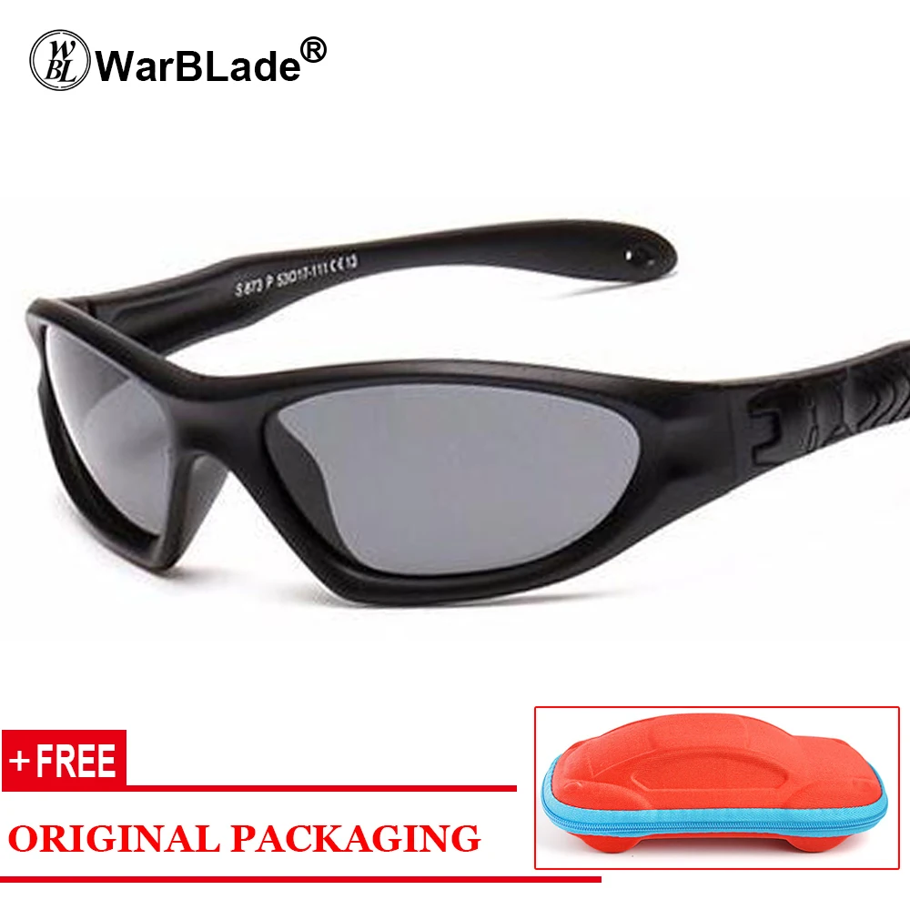 matt black WarBLade, Детские поляризованные солнцезащитные очки, UV400, детские очки, защита от УФ-лучей, детские солнцезащитные очки, солнцезащитные очки для мальчиков и девочек - Цвет линз: matt black