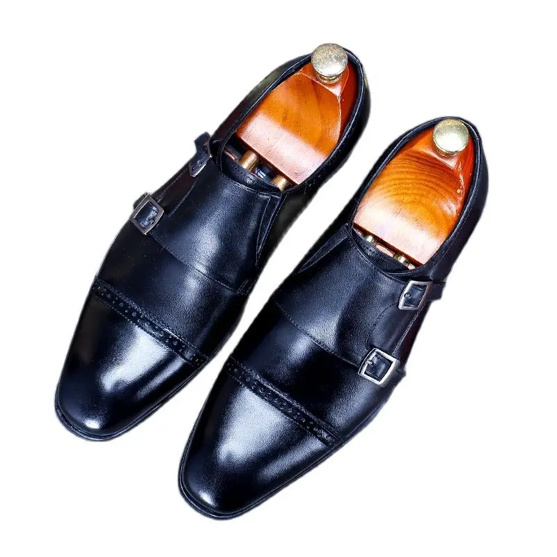 

82911 New Fashion Shoes Men's Three-Joint Leather Shoes Large Size Business Formal Wear Leather Shoes