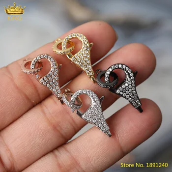 

5pcs CZ Micro Paved Open Lobster Clasps Carabiner Bracelet Making,Metal Carabiner Clasps,Fashion Zirconia Jewerly Clasps DIY