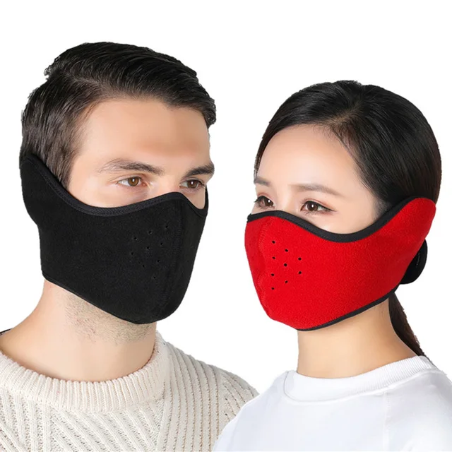 Fashion Winter Half Face Mask Thermal Fleece Ear Mouth Cover Neck Warmer Windproof Cycling Snowboard Ski Hiking Sport Scarf 1