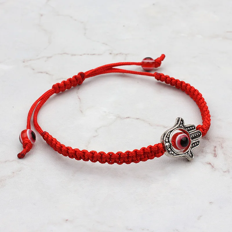 Red String Evil Eye Hamsa hand Charm Bracelets for Women Men Bring You Lucky Peaceful Religious Handbraided Red Rope Bracelets - Image 5
