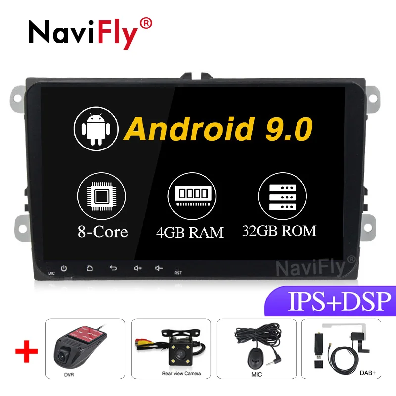 9 ''Android9.0 ips передовая чувствительность сенсорный DSP высокое качество звук автомобиля gps навигатор Аудио авто для Passat Polo golf Tiguan; Skoda - Цвет: 4G RAM 64G ROM