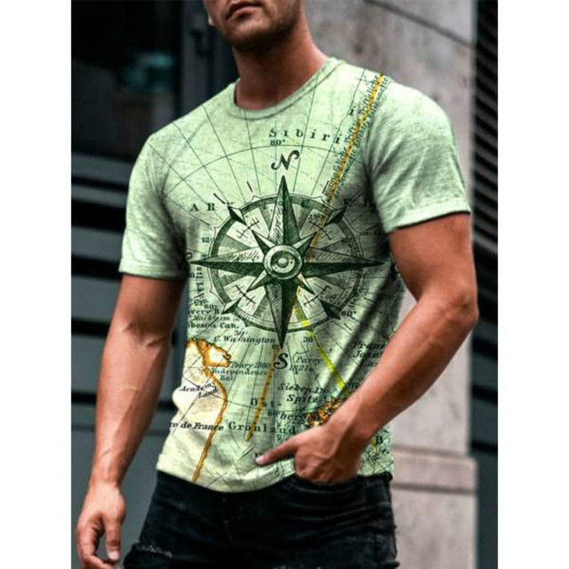Men's T-Shirt European And American Fashion Marine Style Anchor 3D Printed Clothes Loose Large Size Quick-Drying T-Shirt