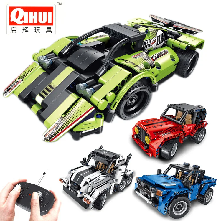 

Qihui Toy Assembled Building Blocks Transformation Electric Remote Controlled Blocks Car Pull Back Car Children'S Educational To