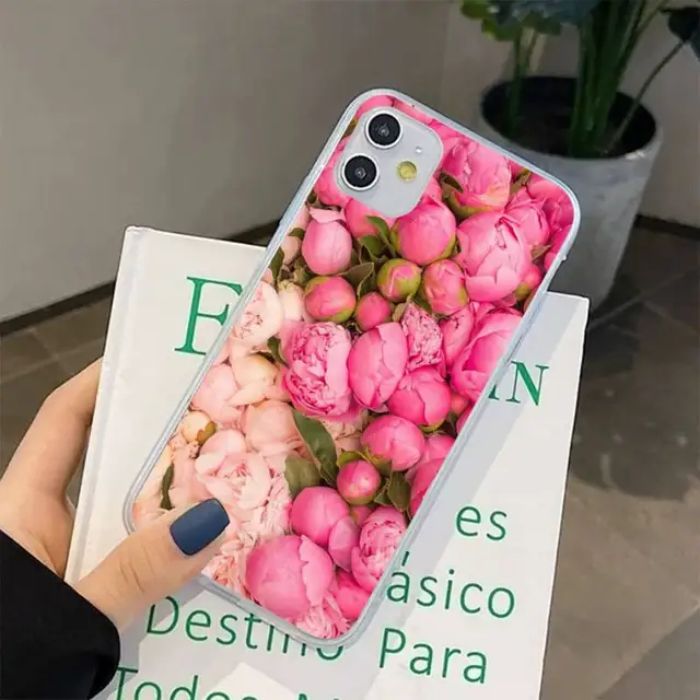 Elegant Pink Purple Peony Flower On the Vase Phone Case for iphone 13 8 7 6 6S Plus X 5S SE 2020 XR 11 12 pro XS MAX a6