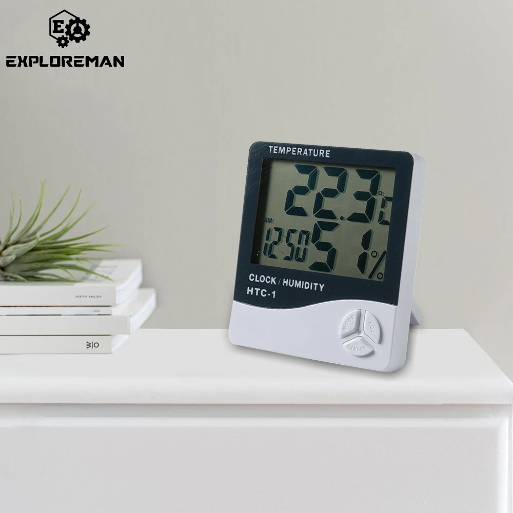 Multifunction Thermometer Hygrometer Automatic Electronic Temperature Humidity Monitor Clock 3.2inch Large LCD Screen | Инструменты