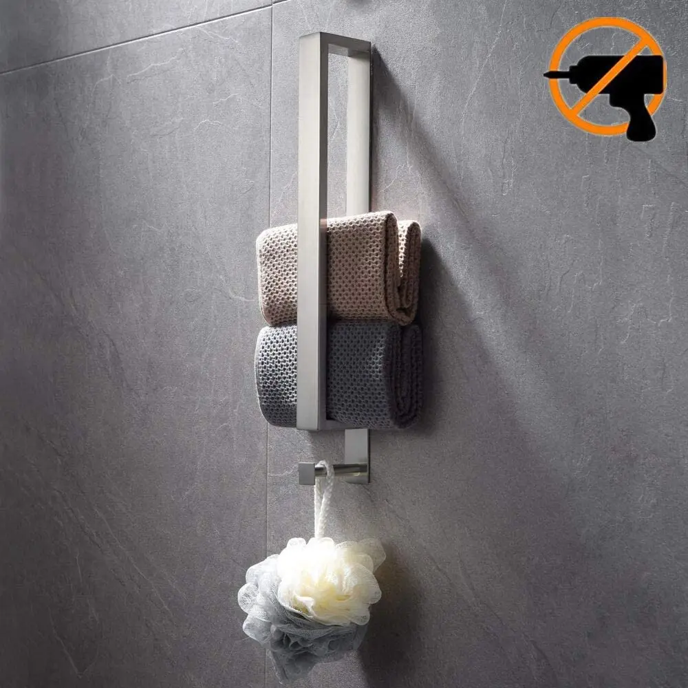 40cm Bathroom Stainless Steel Towel Rack Washcloth Facecloth Holder Self-Adhesive Home Kitchen Supplies towel rack towel holder bathroom hardware set