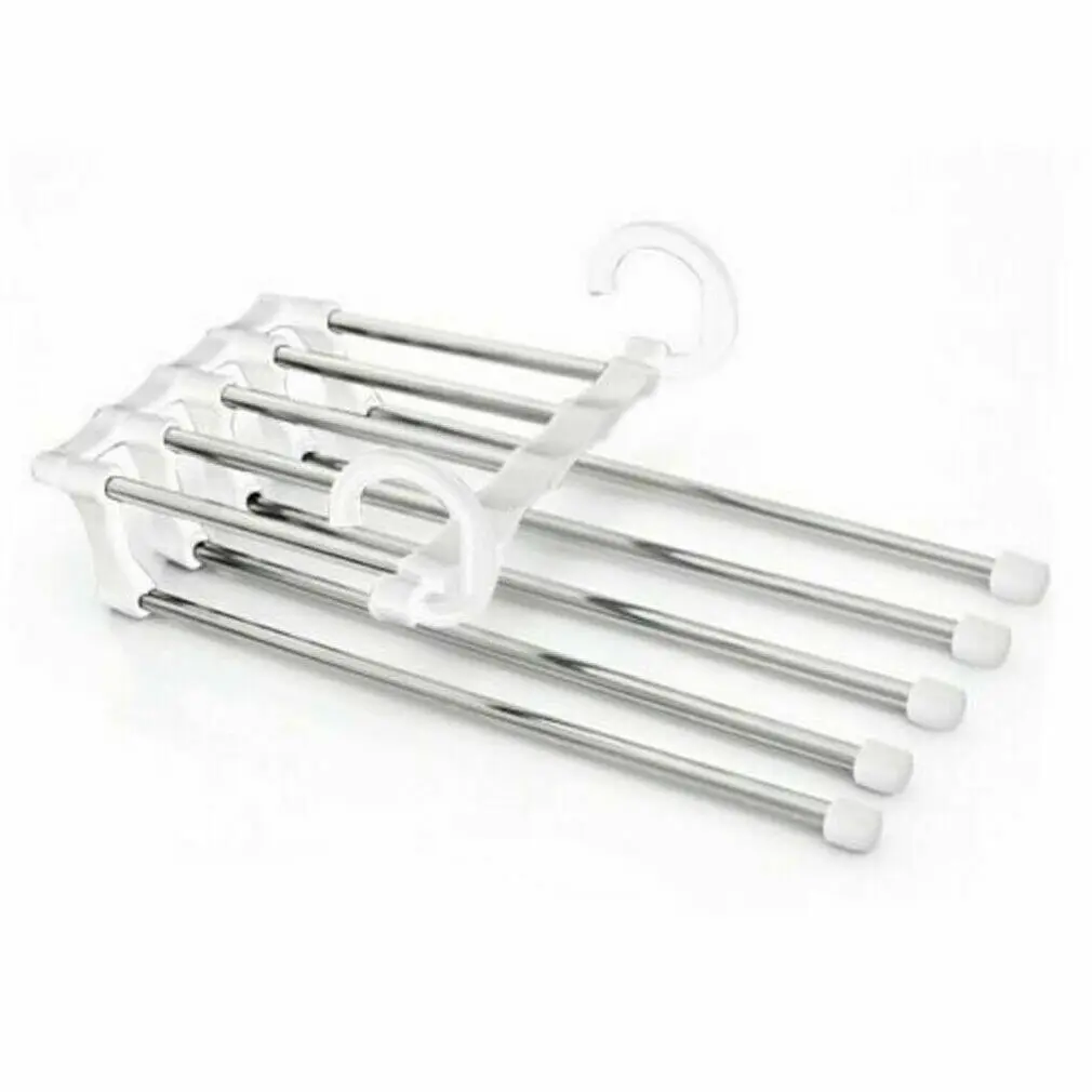 Белый Горячие Новые многофункциональные 5 в 1 стойки для брюк полки из нержавеющей стали Вешалки для одежды многофункциональные шкаф Волшебная вешалка - Цвет: Белый