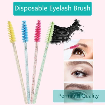 

100pcs crystal handle Eyelash Brushes Makeup Brushes Cosmetic Disposable Mascara Wands Applicator colorful Makeup Tool Soft Head