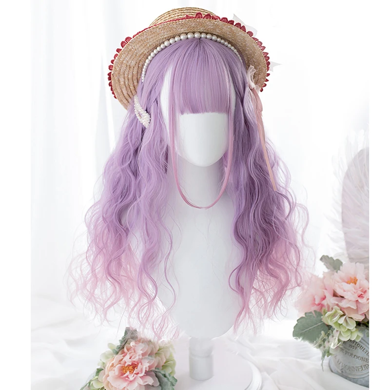 55cm pink Парики из искусственных волос без шапочки-основы кудрявые Лолита вечерние парик для Хэллоуина - Цвет: 55cm pink
