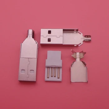 

5sets USB 2.0 Type A Welding Type Male Plug Plated Connectors usb-A Tail Socket 3 in 1 DIY Adapter