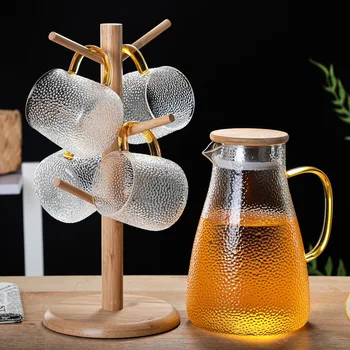 

High boron silicon glass cold kettle home glass flower teapot set water pitcher glass heat resistant glass pot spout lid