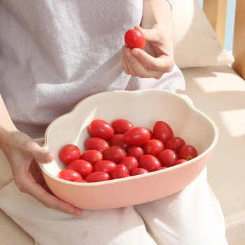 

Cloud Shape Drain Storage Basket Fruit Basket Snacks Candy Tray Plate Kitchen Organizer Holder Sink Drying Basket Box 2 Layer B4