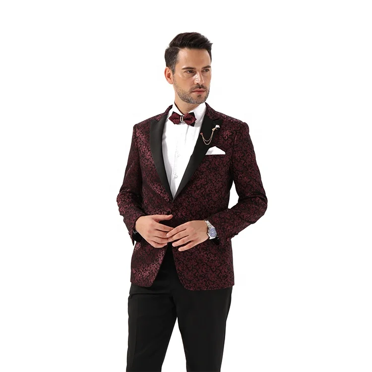 

JRHYME Men's Anti-Shrink One Button Red Floral Suit Slim Fit Stylish Blazer Suit For Party Prom Wedding,Mens Jackets And Blazers