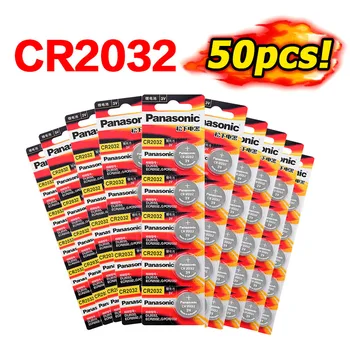 

PANASONIC 50Pcs 3V CR2032 DL2032 KL2032 5004LC SB-T15 Lithium Battery Button Coin Cell Suitable Supports Watch Calculator