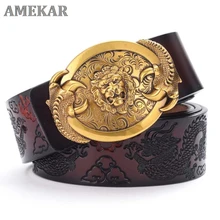 

Men Genuine Leather Luxury Automatic Buckle Belt Solid Metal Casual Business Fashion Pattern Belt Waistband