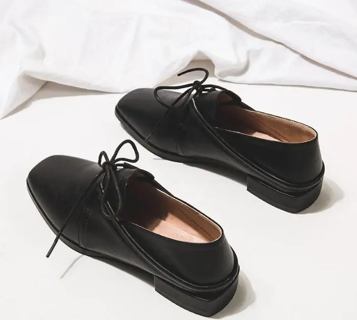 COVOYYAR/ г.; осенние лоферы; женские плоские туфли на низких каблуках; женская обувь; офисные тапочки на шнуровке с квадратным носком; женская обувь; Цвет Черный; WFS2029
