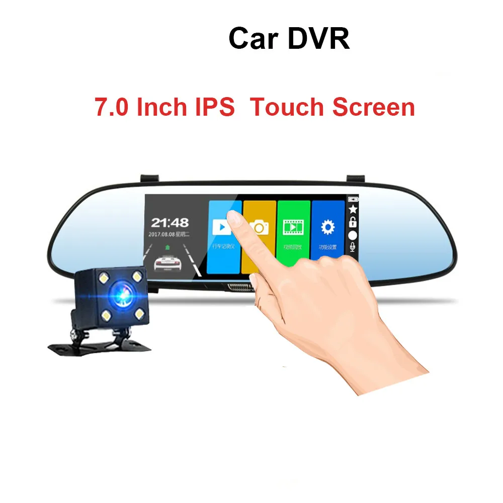 " ips сенсорный экран авто DVR зеркало заднего вида автомобиля dvr камера Full HD 1080P двойной объектив Авто регистратор с ночным видением видеорегистратор