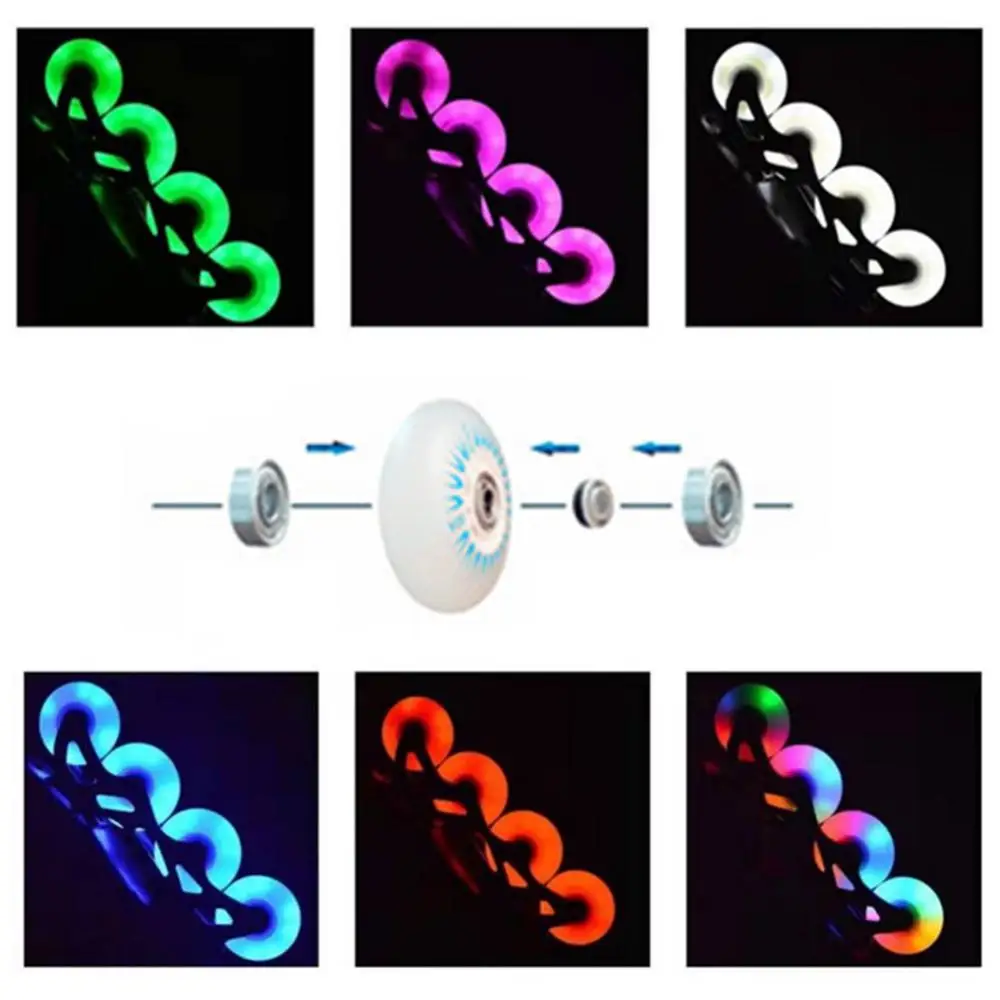 2Pcs 80/76/72mm In-line Speed Skate Skating LED Light Flashing Roller Wheels Outdoor Sports Accessories roller skating wheels