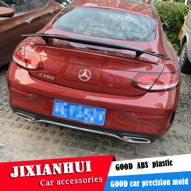 Для W205 Coupe спойлер T2015- Mercedes-Benz W205 c-класс Coupe Спойлер ABS пластик Материал заднее крыло автомобиля Цвет задний спойлер