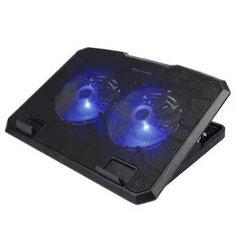 

High Efficiency Low Noise 2 Air Fans LED 2 USB Ports Adjustable Height Stand Pad Cooler For 15.6" laptop Notebook