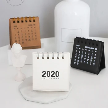 

2020 New Year Mini Table Calendar Desktop Coil Notepad Kraft Paper Daily Calendar Annual Agenda Organizer Office Decor