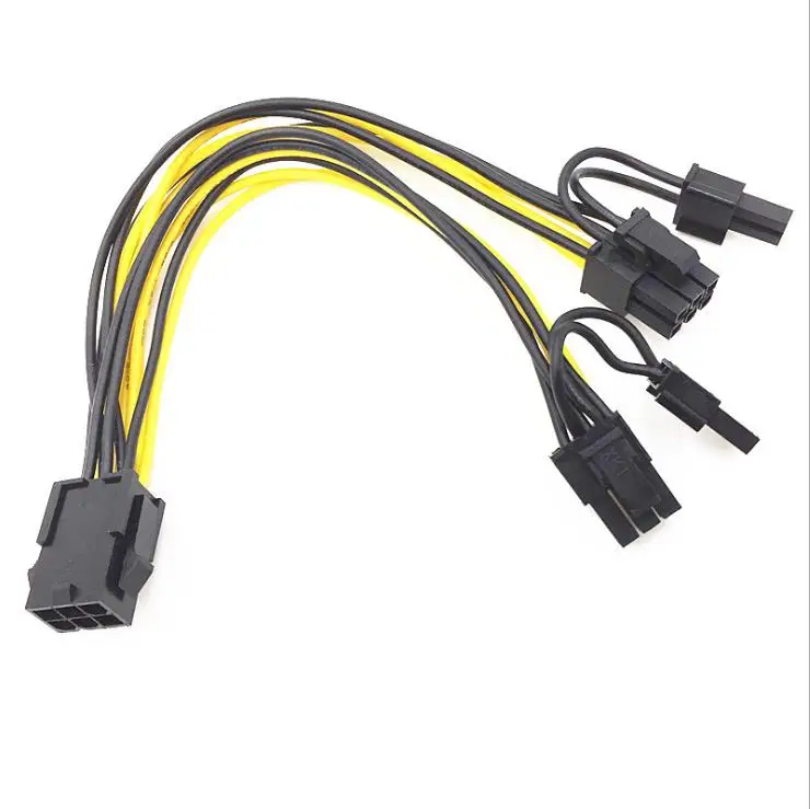 100 шт./лот Процессор 6 Pin для видеокарты PCI Express разветвитель питания кабель 6 Pin женский двойной 8Pin Мужской 20 см