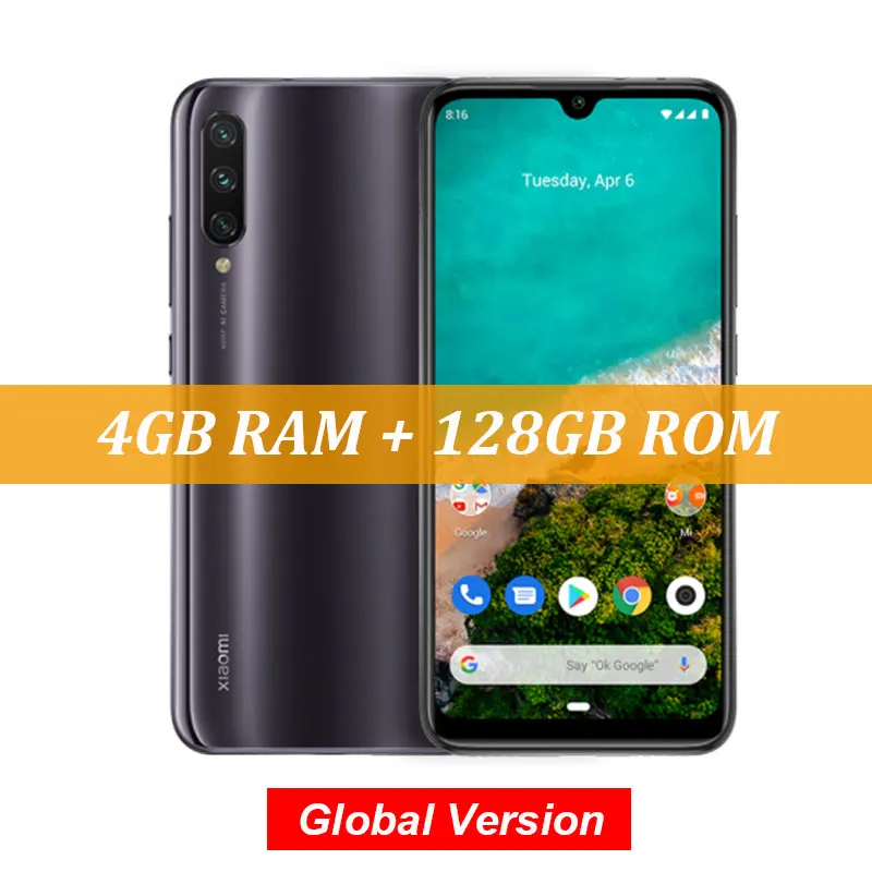 Новая глобальная версия Xiaomi mi A3 mi A3 4GB 128GB Смартфон Snapdragon 665 48MP Тройная камера 32MP фронтальная камера 6,08" AMOLED - Цвет: Black