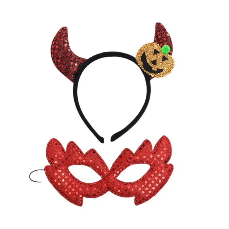 

4Pcs Halloween Supplies Shiny Funny Luminous Horn Shape Creative Headdress Headwear Hair Band for Kids Man