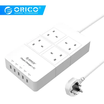 

ORICO USB Power Strip Multiple Socket Surge Protector 4AC UK Plug 5 Ports Charger Power Cord Home Office Wall Charger Adapter