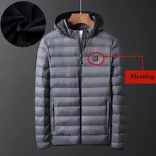 6XL зимняя куртка с подогревом для зарядки плюс Вельветовая теплая куртка с капюшоном с USB подогревом куртка для активного отдыха для пешего туризма спортивная ветрозащитная хлопковая одежда куртка