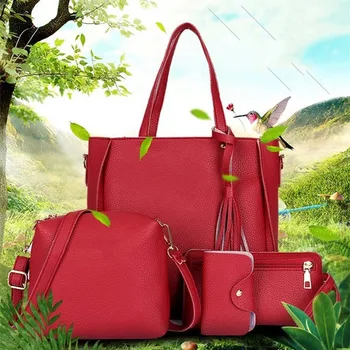 

2020 Fashion Large-capacity First-layer Cowhide Ladies Handbag Four-piece Set