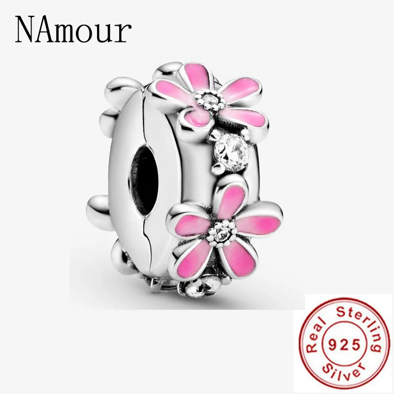 925 Sterling Silver white openwork musical daisy clip patti sheep DIY fine beads Fit Original Charm Bracelet Jewelry