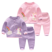 Весенне-осенний костюм со свитером; куртка-кардиган для новорожденных; детский трикотаж для 0-4 лет