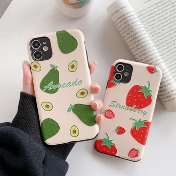 

Luxury cute cartoon fruit avocado Soft silicone phone case for iphone X XR XS 11 Pro Max 6S 7 8 plus Holder cover gift coque
