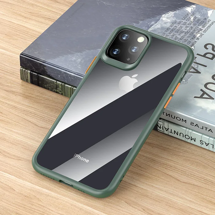 clear dark green ROCK для iphone 11 iphone 11 pro max чехол с кристаллами, прозрачная, для телефона защита soфт+ Твердый Чехол-гибрид для iphone 11 pro крышка - Цвет: clear dark green