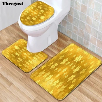 

Thregost 3pcs Bath Mat Set Modern Print 3D Pattern Bathroom Rugs Anti Slip Toilet Carpet Set Bathroom Products Toliet Seat Cover