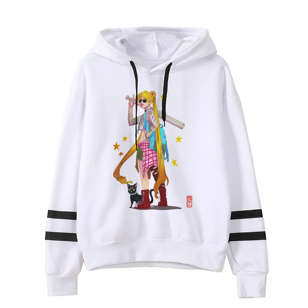 Сейлор свитшот с Луной кошкой Харадзюку корейский стиль ulzzang kawaii 90s мультфильм одежда пуловеры негабаритных с капюшоном уличная - Цвет: 3070