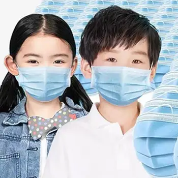 

50 PCS Non Wove Disposable Kids Masks 3 Layer Satety Resistance Pollution Dust Mask Breathable Meltblown Face Maskes