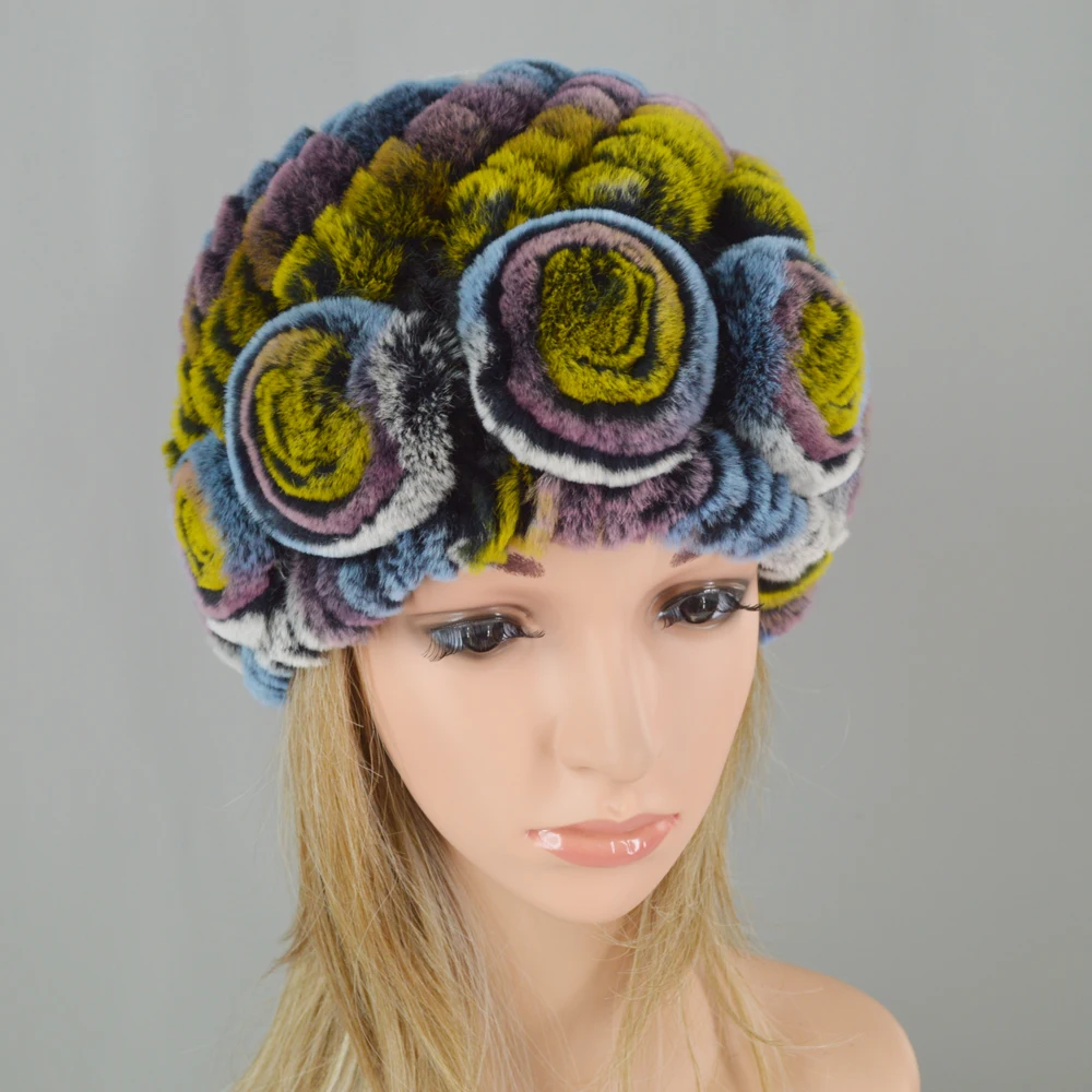 Venta Caliente натуральный Rex Conejo Pelo Sombrero Mujer Hecho A Mano Kina Boinas Para Mujer Gorro Mujer