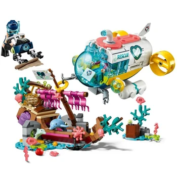 

608pcs City Summer Pool Party Building Blocks Boat Submarine Rescue Team Lepining Girls Friends Tree House Figure Car Bricks Toy