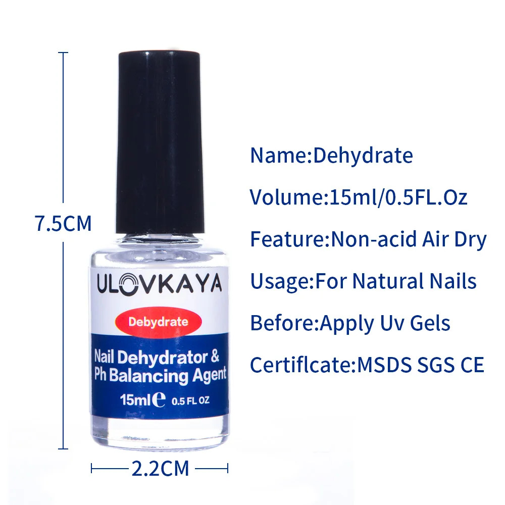 Ulokaya Dehydrator Гель лак для ногтей 15 мл быстросохнущий без кислоты акриловых