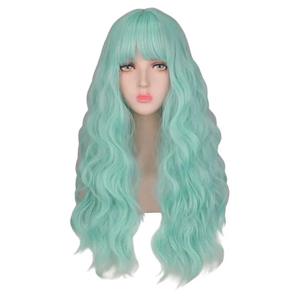 

WHIMSICAL W Synthetic Long Kinky Curly Wig Middle Part Cosplay Heat Resistant Wigs with Bangs For African American Women