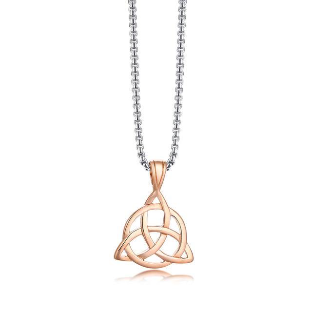 Black Irish Triquetra Knot Pendant Necklace in Stainless Steel whit 24 inch Chain